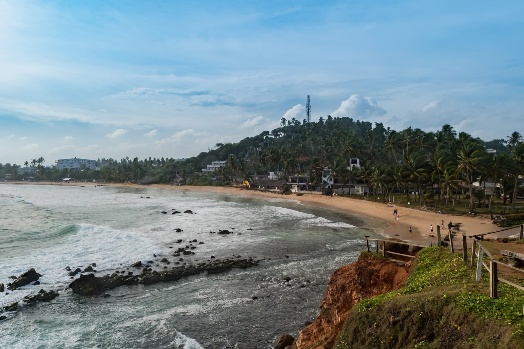 The palm-backed coastline at Mirissa on Sri Lanka's south coast